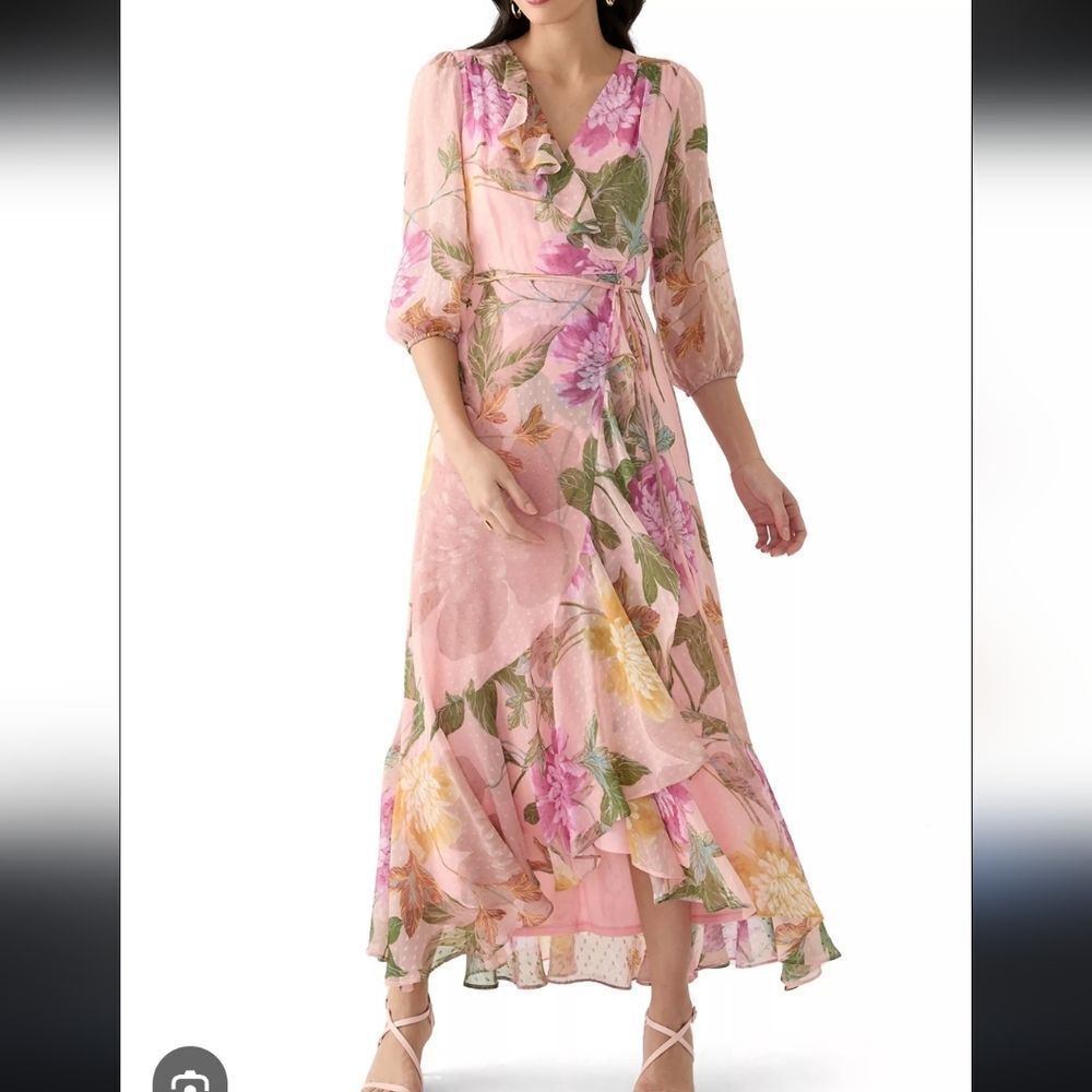 Maison Tara Blush Floral High Low Dress